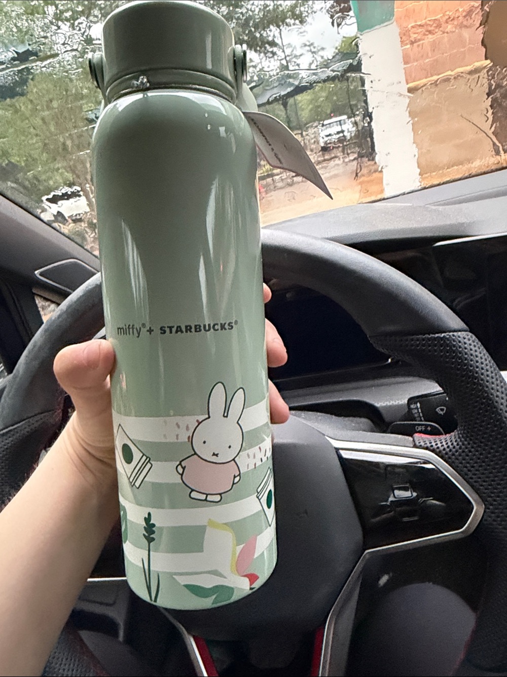 Starbucks Green Miffy Stainless Steel Bottle with Pastel Accents